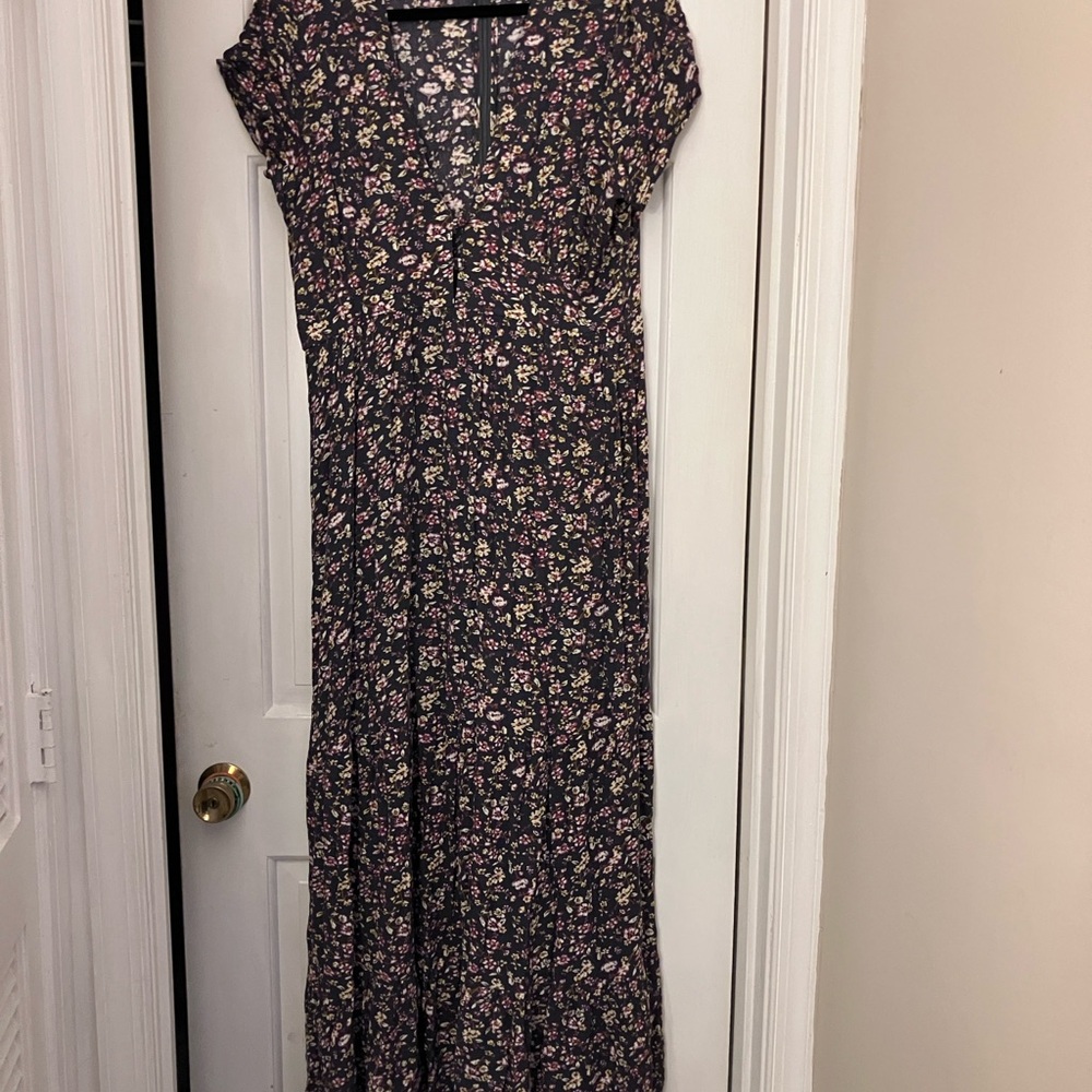 NATURAL LIFE Black and Pink Floral Maxi Dress